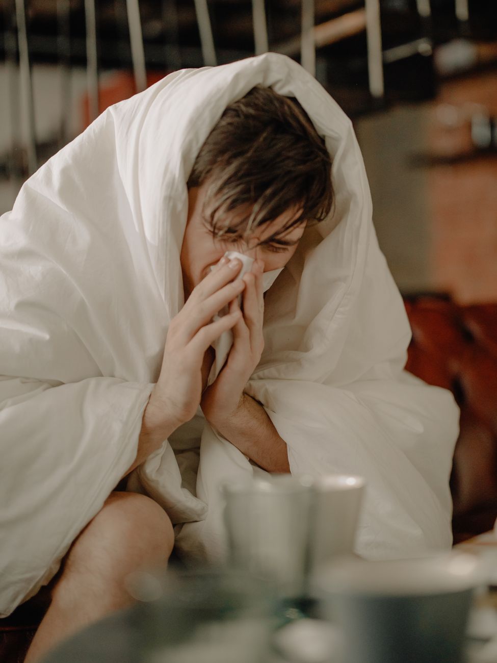 Person with a cold resting